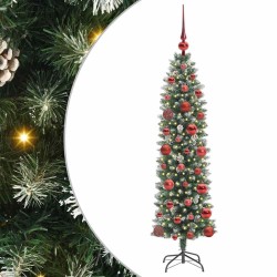 Arbre de Noël artificiel slim avec 150 LED Vert et blanc 120 cm 542493542493