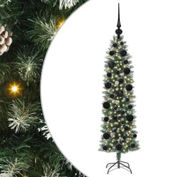 Arbre de Noël artificiel slim avec 150 LED Vert et blanc 120 cm 542494542494