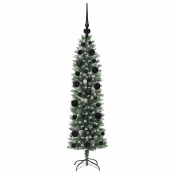 Arbre de Noël artificiel slim avec 150 LED Vert et blanc 120 cm 542494542494