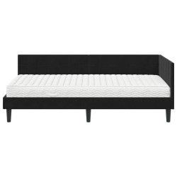 Cadre de lit d'angle avec matelas 2 pcs Noir Velours 542503542503