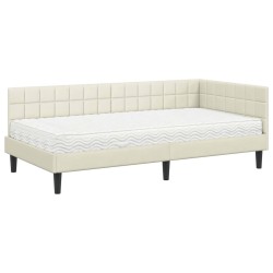 Cadre de lit d'angle avec matelas 2 pcs Crème Velours 542504542504