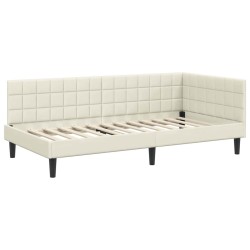 Cadre de lit d'angle avec matelas 2 pcs Crème Velours 542504542504