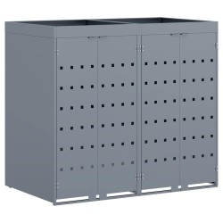 Rangement de poubelle à roulettes pour 2 poubelles Gris clair 542509542509