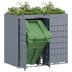 Rangement de poubelle à roulettes pour 2 poubelles Gris clair 542509542509