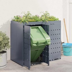 Rangement de poubelle à roulettes pour 2 poubelles Gris clair 542509542509