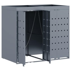 Rangement de poubelle à roulettes pour 2 poubelles Gris clair 542509542509