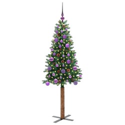 Sapin de Noël mince Vert 150 cm PVC et bois de pin massif 542511542511