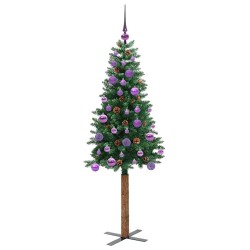 Sapin de Noël mince Vert 150 cm PVC et bois de pin massif 542511542511