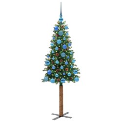 Sapin de Noël mince Vert 150 cm PVC et bois de pin massif 542512542512