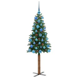 Sapin de Noël mince Vert 150 cm PVC et bois de pin massif 542512542512