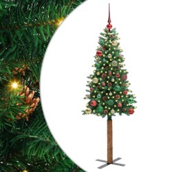 Sapin de Noël mince Vert 150 cm PVC et bois de pin massif 542513542513