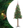 Sapin de Noël mince Vert 150 cm PVC et bois de pin massif 542513542513