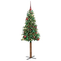 Sapin de Noël mince Vert 150 cm PVC et bois de pin massif 542513542513