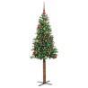 Sapin de Noël mince Vert 150 cm PVC et bois de pin massif 542513542513