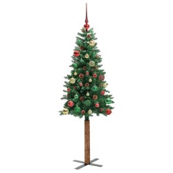 Sapin de Noël mince Vert 150 cm PVC et bois de pin massif 542513542513