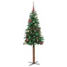 Sapin de Noël mince Vert 150 cm PVC et bois de pin massif 542513542513