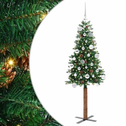 Sapin de Noël mince Vert 150 cm PVC et bois de pin massif 542514542514