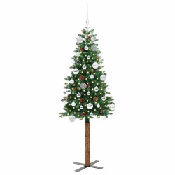 Sapin de Noël mince Vert 150 cm PVC et bois de pin massif 542514542514
