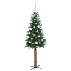 Sapin de Noël mince Vert 150 cm PVC et bois de pin massif 542514542514