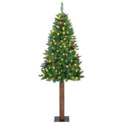Sapin de Noël mince Vert 180 cm PVC et bois de pin massif 542515542515