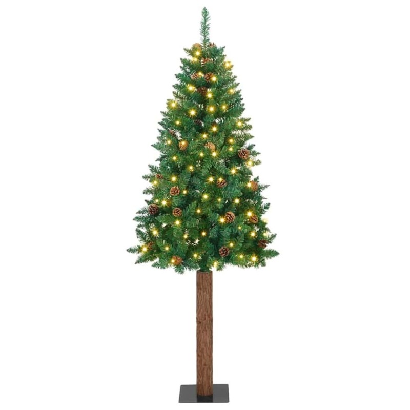Sapin de Noël mince Vert 180 cm PVC et bois de pin massif 542515542515