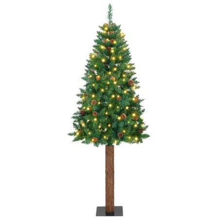 Sapin de Noël mince Vert 180 cm PVC et bois de pin massif 542515542515