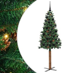 Sapin de Noël mince Vert 180 cm PVC et bois de pin massif 542531542531