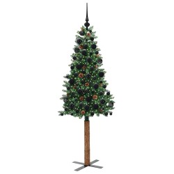 Sapin de Noël mince Vert 180 cm PVC et bois de pin massif 542531542531