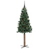 Sapin de Noël mince Vert 180 cm PVC et bois de pin massif 542531542531