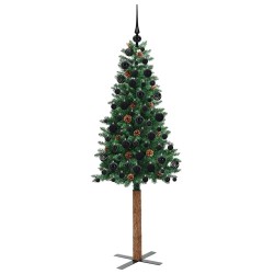 Sapin de Noël mince Vert 180 cm PVC et bois de pin massif 542531542531