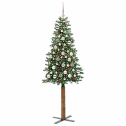 Sapin de Noël mince Vert 180 cm PVC et bois de pin massif 542532542532