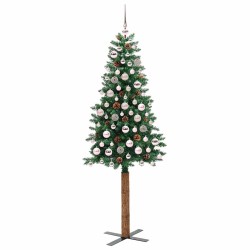 Sapin de Noël mince Vert 180 cm PVC et bois de pin massif 542532542532