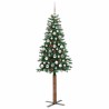 Sapin de Noël mince Vert 180 cm PVC et bois de pin massif 542532542532