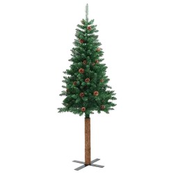 Sapin de Noël mince Vert 180 cm PVC et bois de pin massif 542532542532