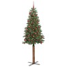 Sapin de Noël mince Vert 180 cm PVC et bois de pin massif 542539542539