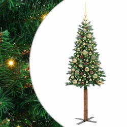 Sapin de Noël mince Vert 150 cm PVC et bois de pin massif 542549542549