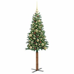 Sapin de Noël mince Vert 150 cm PVC et bois de pin massif 542549542549