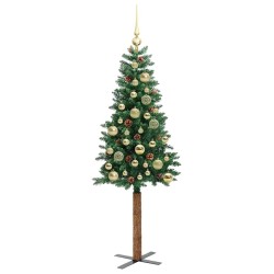 Sapin de Noël mince Vert 150 cm PVC et bois de pin massif 542549542549