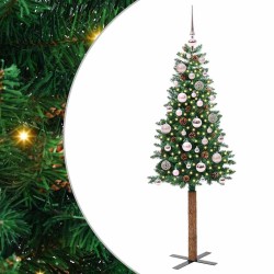 Sapin de Noël mince Vert 150 cm PVC et bois de pin massif 542550542550