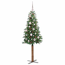 Sapin de Noël mince Vert 150 cm PVC et bois de pin massif 542550542550