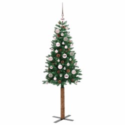 Sapin de Noël mince Vert 150 cm PVC et bois de pin massif 542550542550