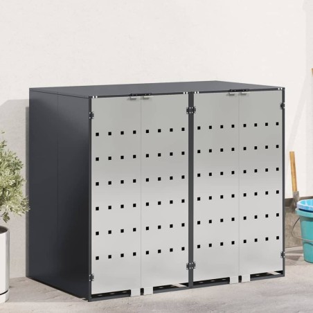 Rangement de poubelle à roulettes pour 3 poubelles Anthracite 542552542552