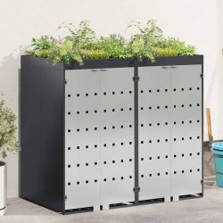 Rangement de poubelle à roulettes pour 3 poubelles Anthracite 542553542553