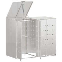 Rangement de poubelle à roulettes pour 3 poubelles Argent 542554542554