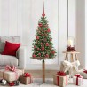 Sapin de Noël mince Vert 150 cm PVC et bois de pin massif 542555542555