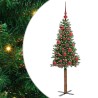 Sapin de Noël mince Vert 150 cm PVC et bois de pin massif 542555542555