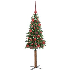 Sapin de Noël mince Vert 150 cm PVC et bois de pin massif 542555542555