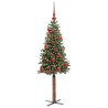 Sapin de Noël mince Vert 150 cm PVC et bois de pin massif 542555542555