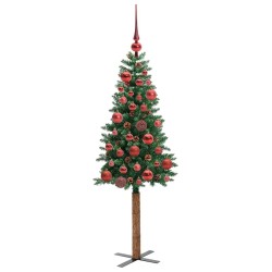 Sapin de Noël mince Vert 150 cm PVC et bois de pin massif 542555542555