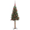 Sapin de Noël mince Vert 150 cm PVC et bois de pin massif 542555542555